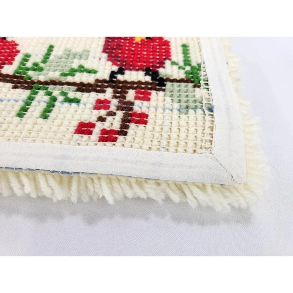 Vtg Finished Birds On A Wire Cardinals Latch Hook Rug Kit 40x11 Mary Maxim 18021